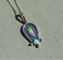 Load image into Gallery viewer, opal and turquoise pendant - 18" chain