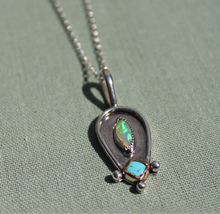 Load image into Gallery viewer, opal and turquoise pendant - 18" chain
