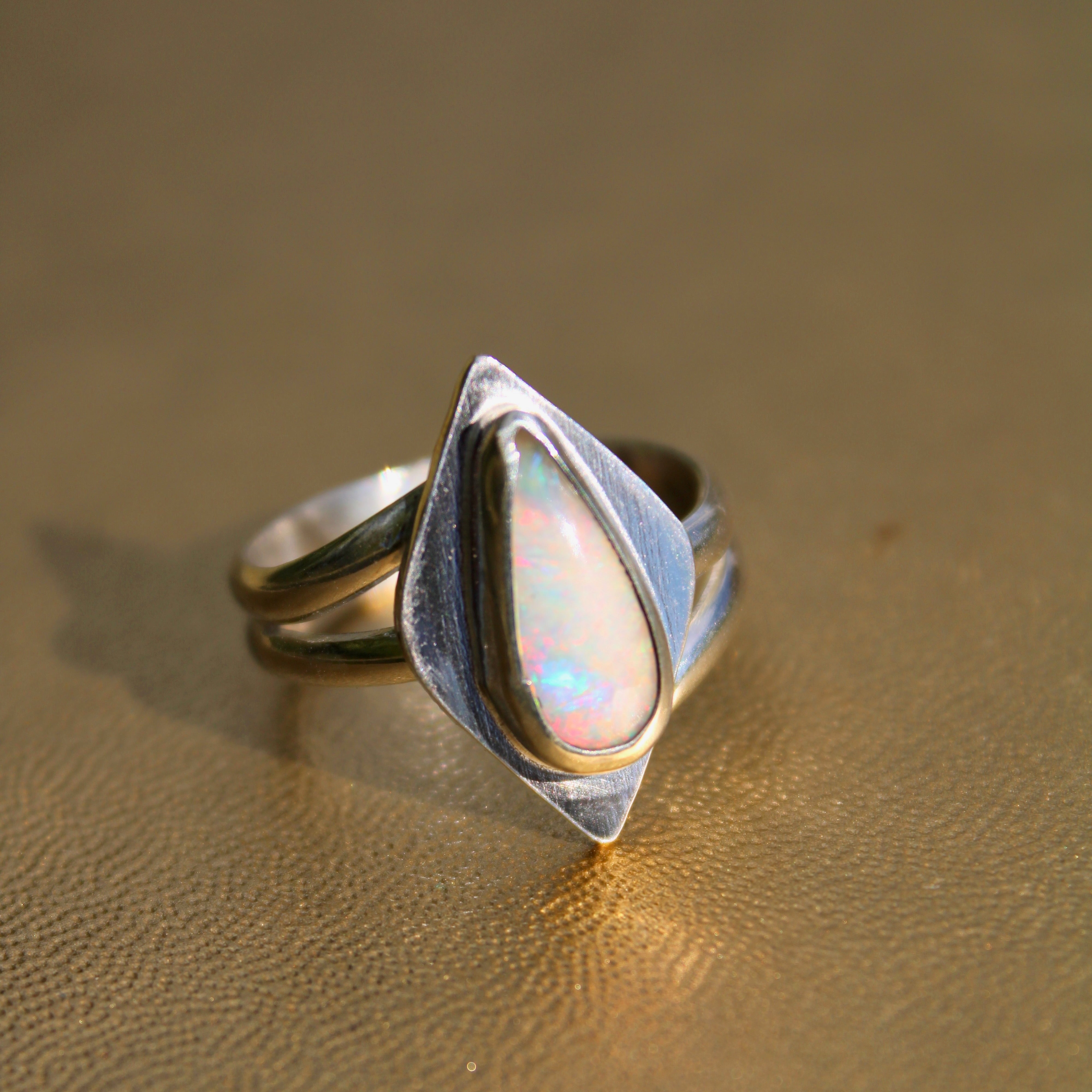 Mexican Fire Opal Ring Sterling Silver Size 10