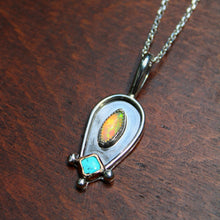 Load image into Gallery viewer, opal and turquoise pendant - 18&quot; chain
