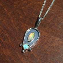 Load image into Gallery viewer, opal and turquoise pendant - 18&quot; chain
