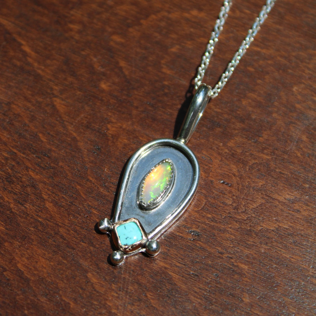 opal and turquoise pendant - 18
