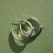 Load image into Gallery viewer, Opal Stamped hoops - Made to order
